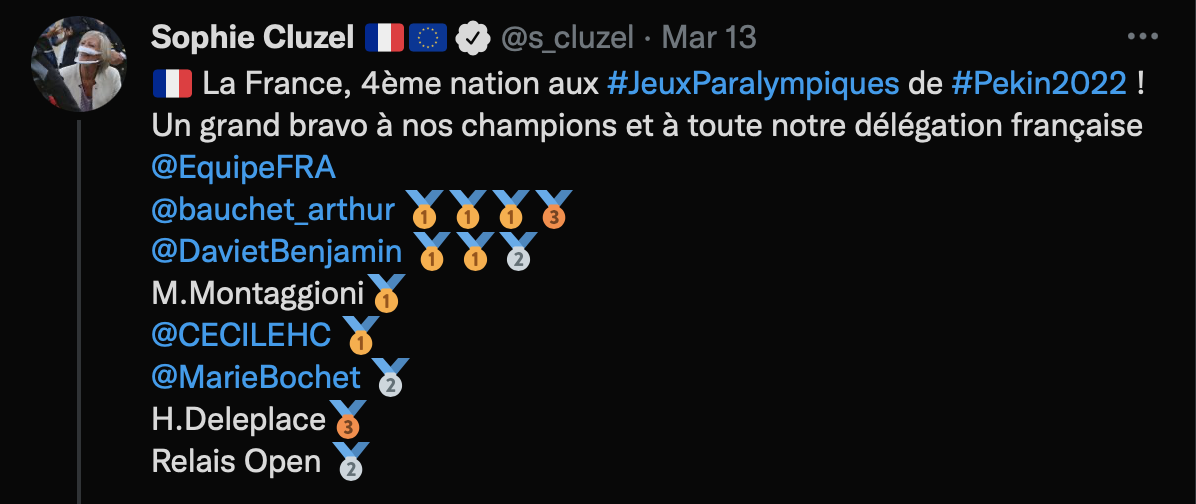 A recent tweet by Sophie Cluzel, the French Secretary of State in charge of People with Disabilities 